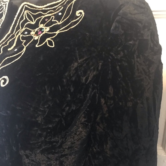 Vintage 80’s Partique New York Crushed Velvet Embroidered - Jewels Jacket Sz S - Picture 8 of 9
